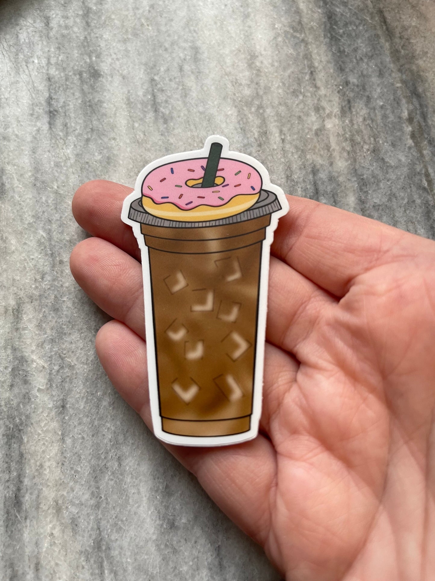 Donut Iced Coffee Waterproof Vinyl Sticker