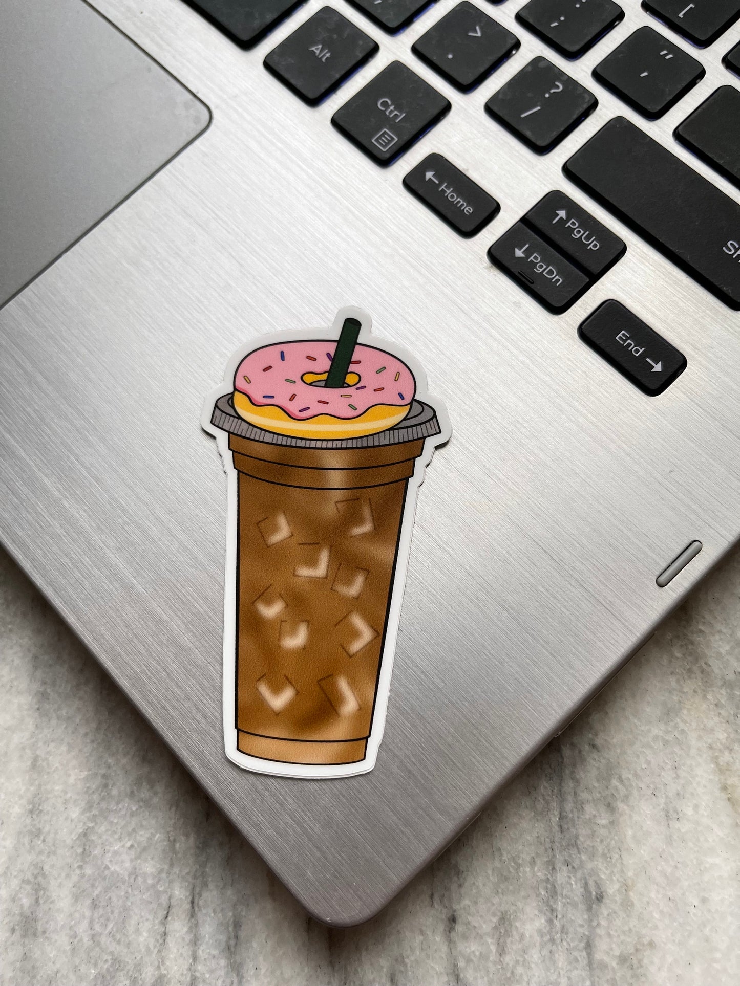 Donut Iced Coffee Waterproof Vinyl Sticker
