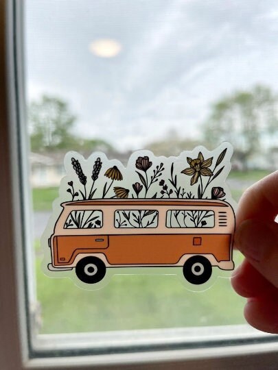Floral Bus Transparent Waterproof Vinyl Sticker