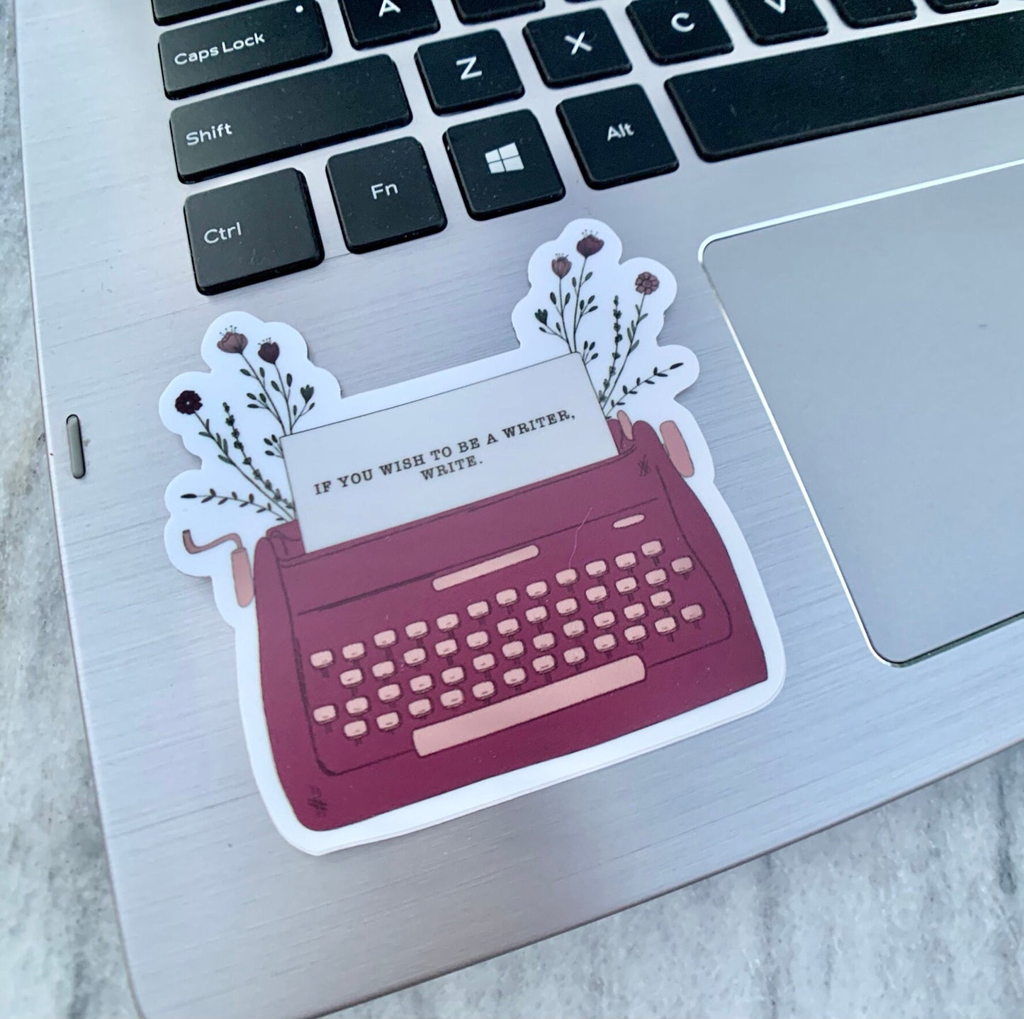 Flower Typewriter Waterproof Vinyl Sticker