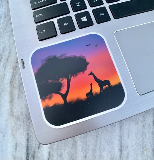 Giraffe Sunset Waterproof Vinyl Sticker