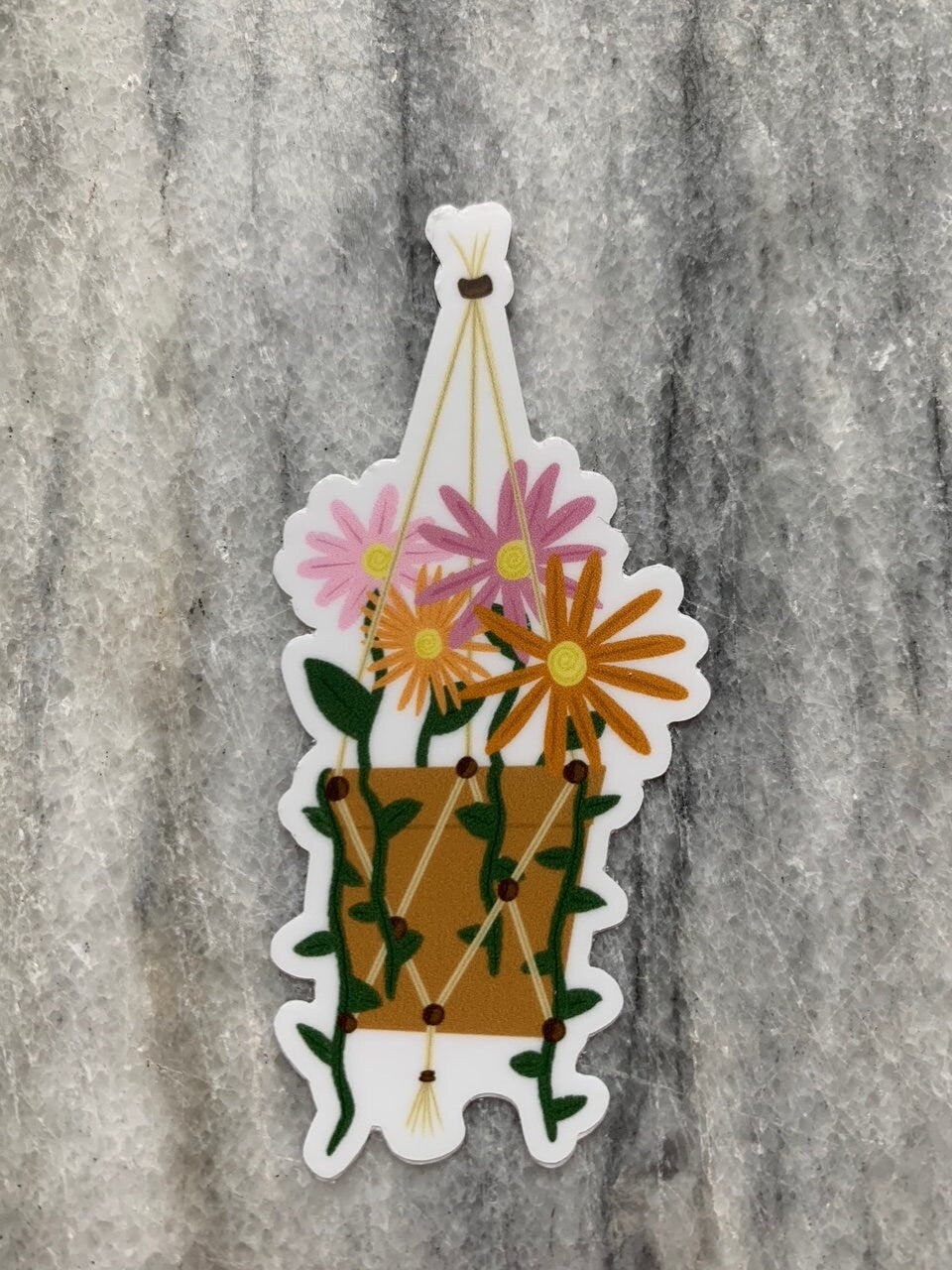 Hanging Flower Basket Waterproof Vinyl Sticker