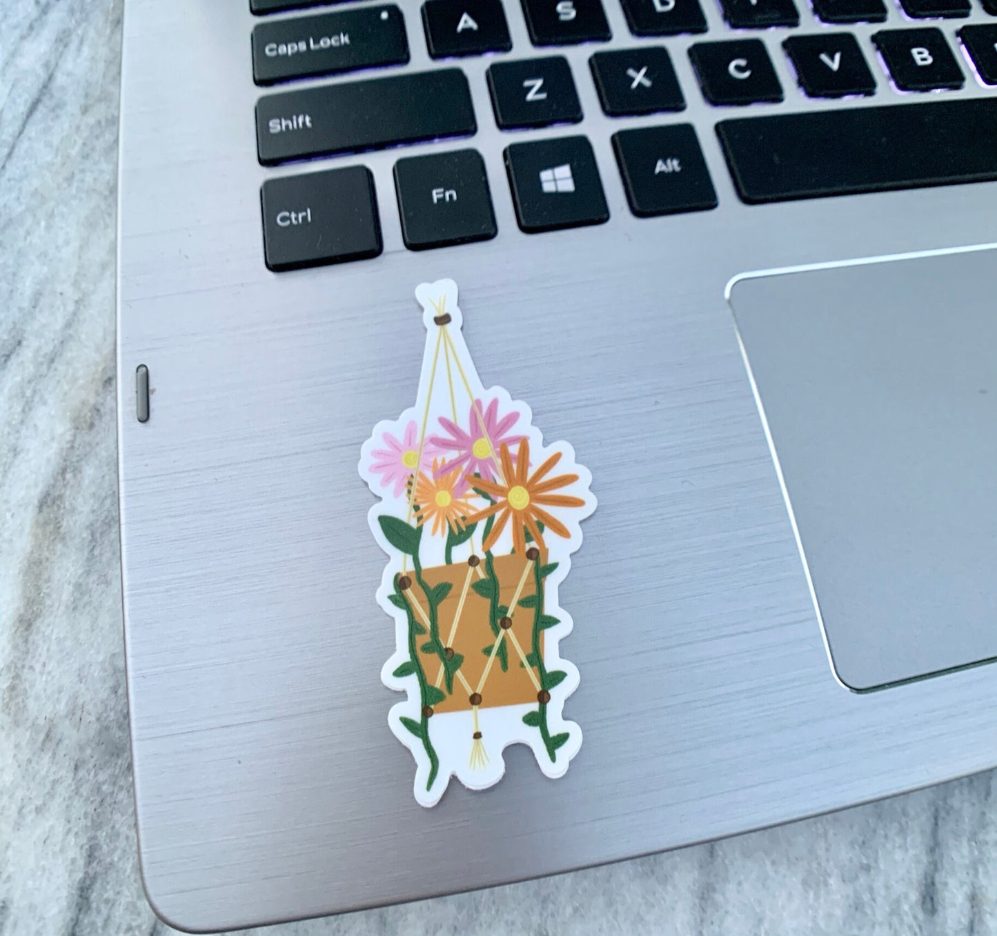 Hanging Flower Basket Waterproof Vinyl Sticker
