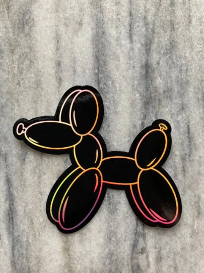 Holographic Balloon Dog Waterproof Vinyl Sticker