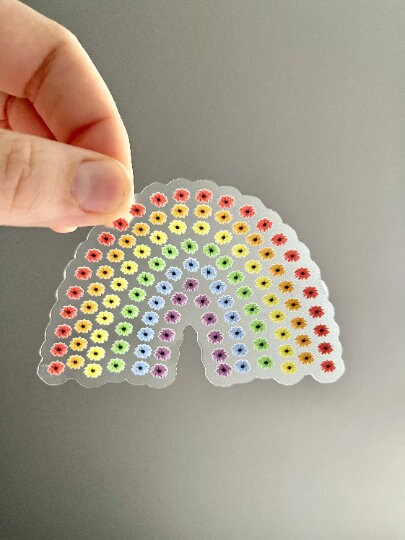 Rainbow Flower Transparent Waterproof Sticker