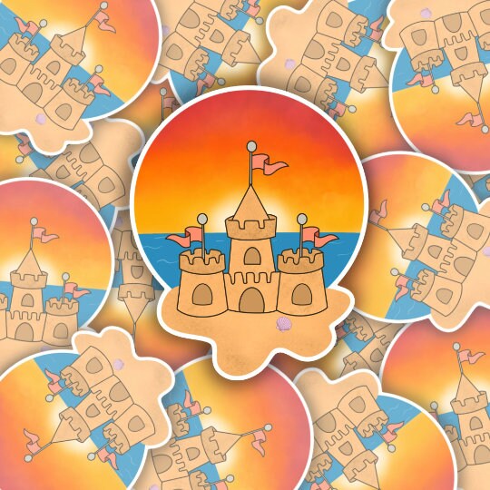 Sandcastle Beach Sunset Sticker