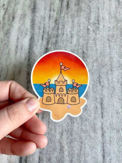 Sandcastle Beach Sunset Sticker