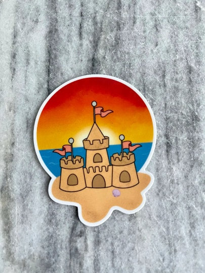 Sandcastle Beach Sunset Sticker