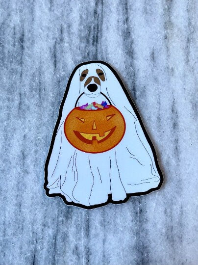 Trick or Treat Ghost Dog Sticker