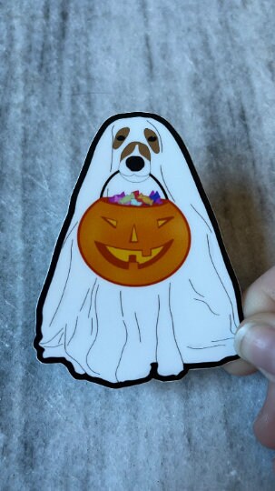 Trick or Treat Ghost Dog Sticker