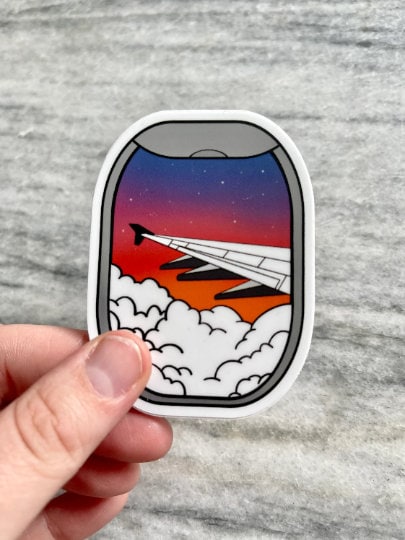 Airplane Window Sunset Waterproof Vinyl Sticker