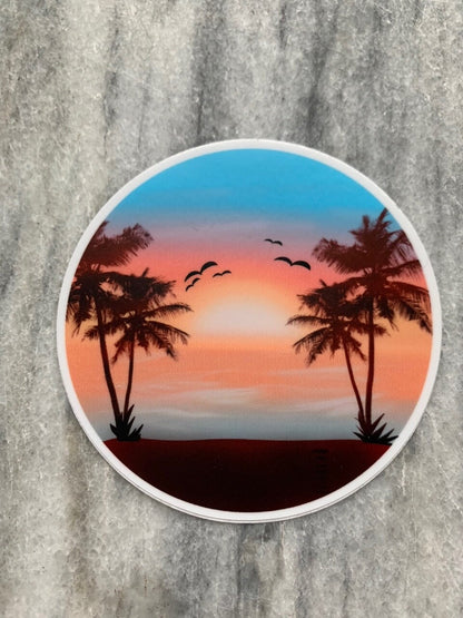 Beach Sunset Waterproof Vinyl Sticker