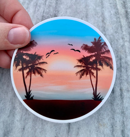 Beach Sunset Waterproof Vinyl Sticker