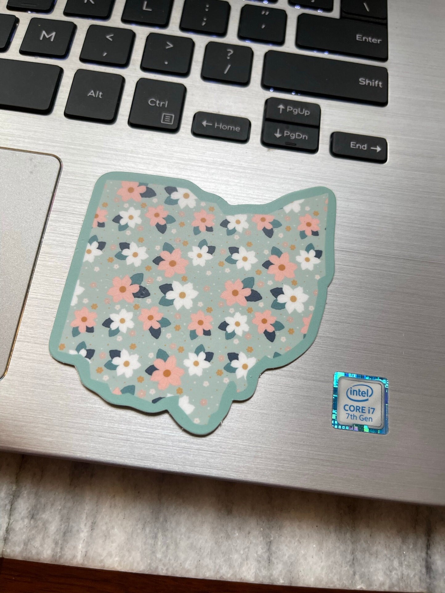 Blue Ohio Floral Waterproof Vinyl Sticker