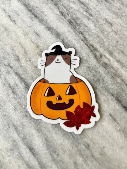 Cat Jackolantern Waterproof Vinyl Sticker