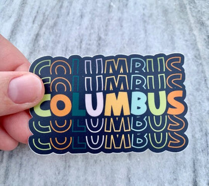 Columbus Ohio Text Waterproof Vinyl Sticker