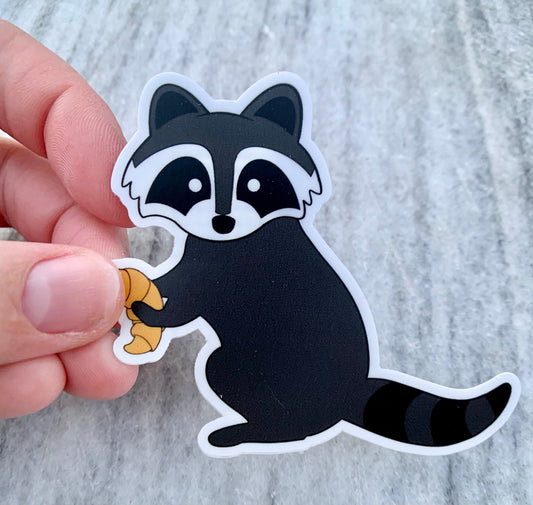 Croissant Raccoon Waterproof Vinyl Sticker