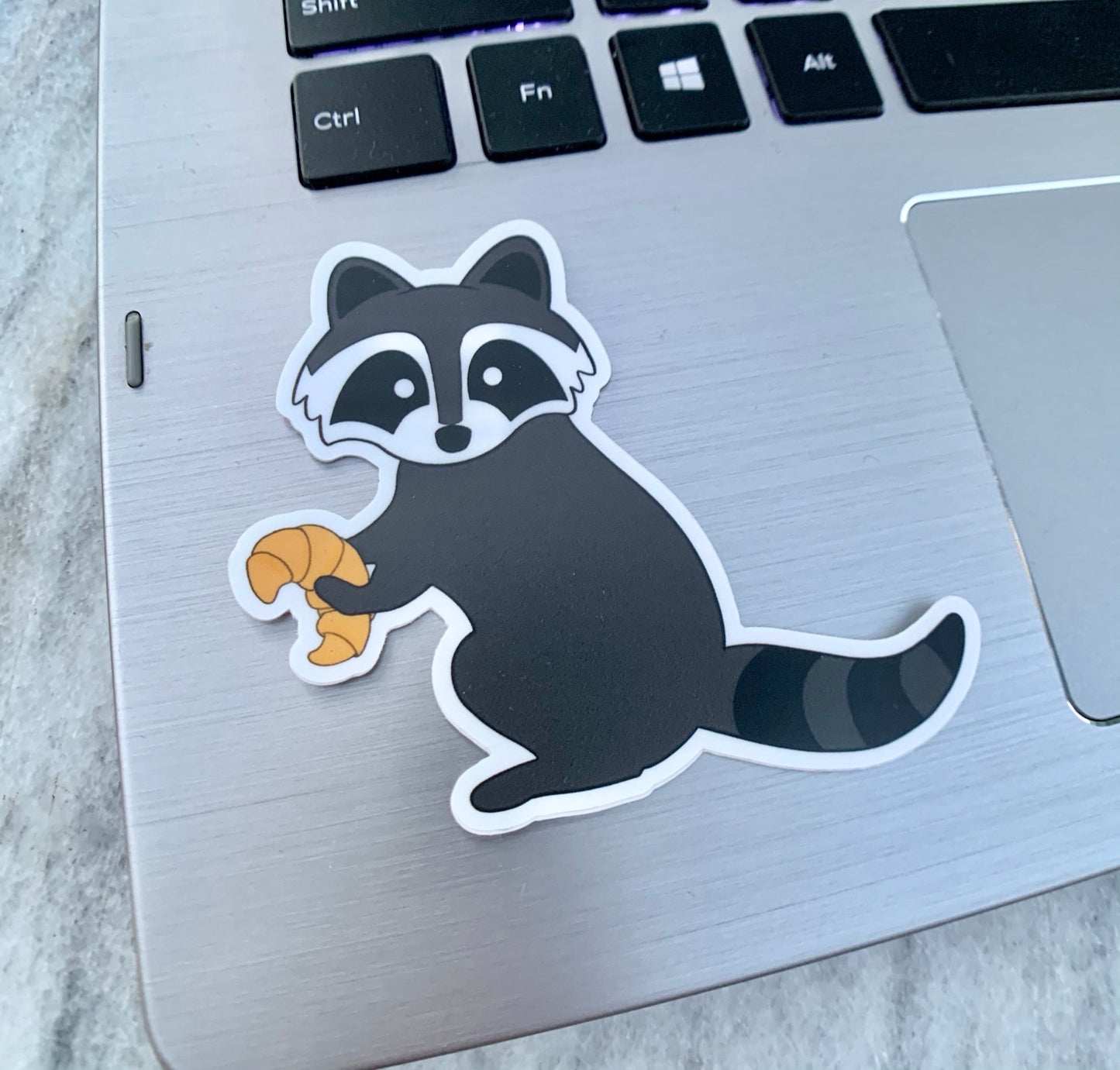 Croissant Raccoon Waterproof Vinyl Sticker