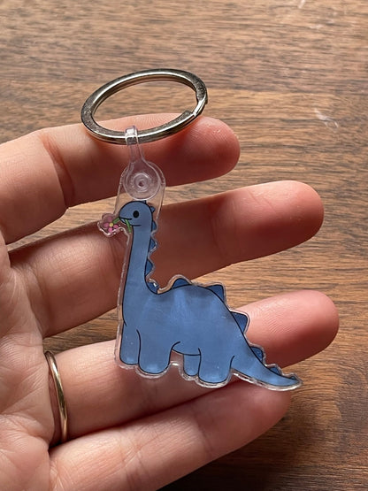 Blue Dinosaur Flower Keychain