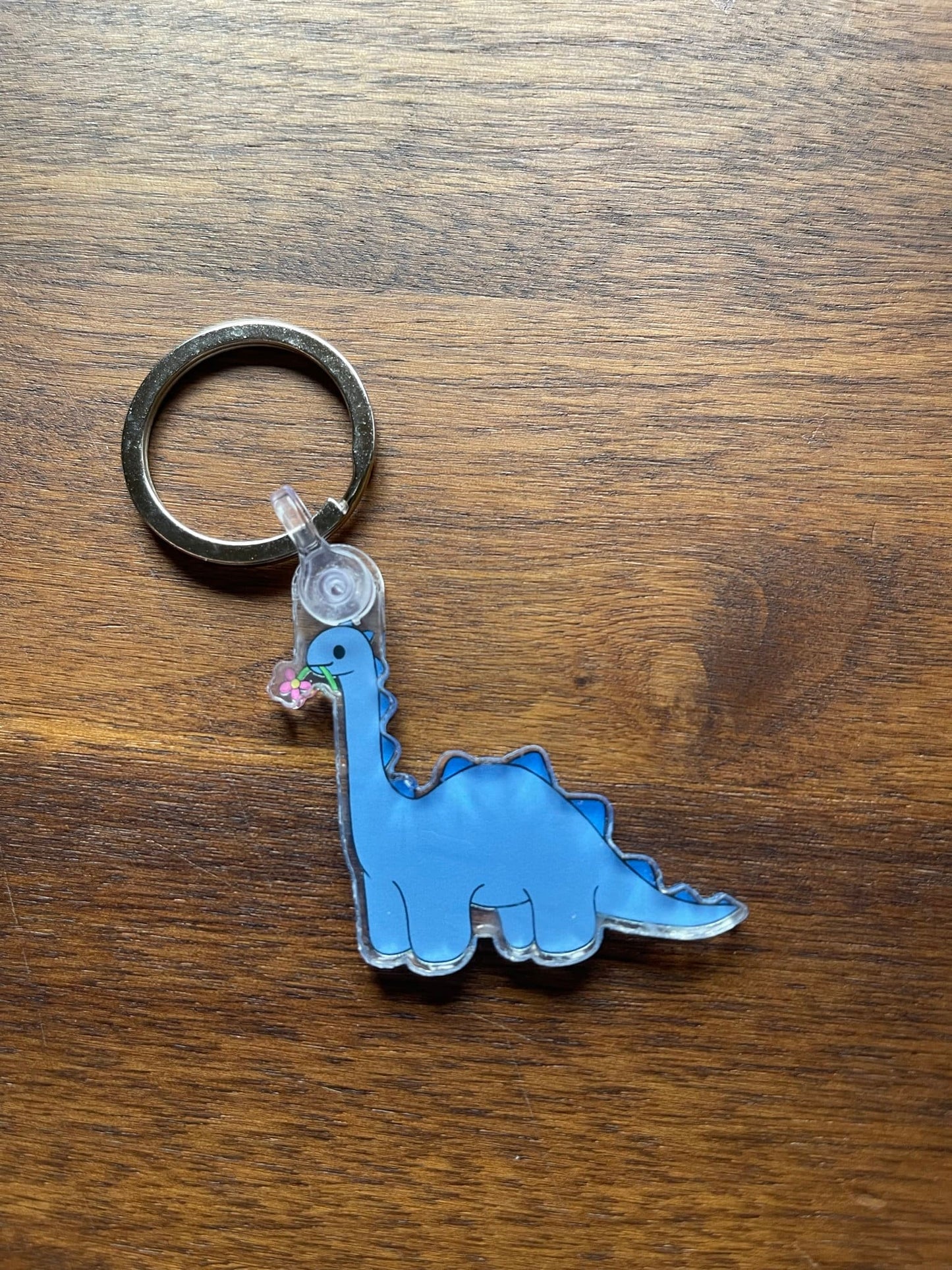 Blue Dinosaur Flower Keychain