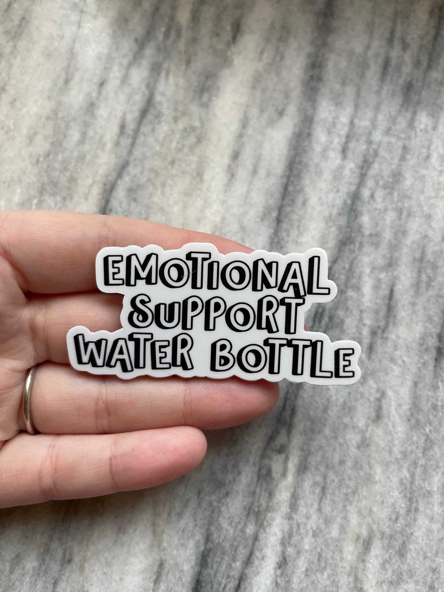 Black Emotional Support Water Bottle Waterproof Vinyl Sticker