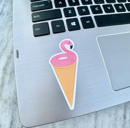 Flamingo Ice Cream Cone Waterproof Vinyl Sticker