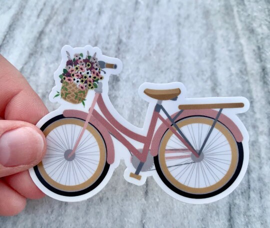 Flower Basket Bicycle Waterproof Vinyl Sticker