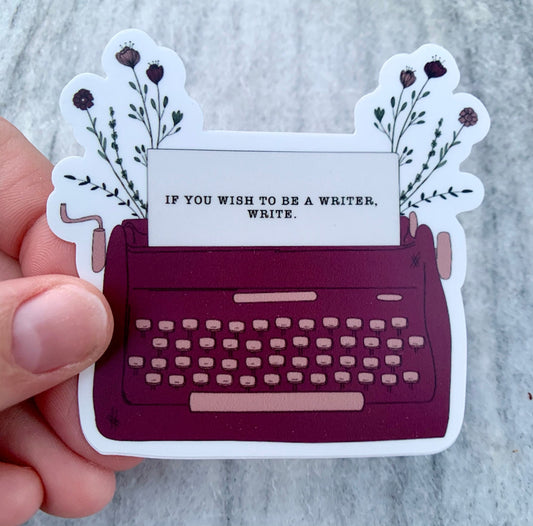 Flower Typewriter Waterproof Vinyl Sticker