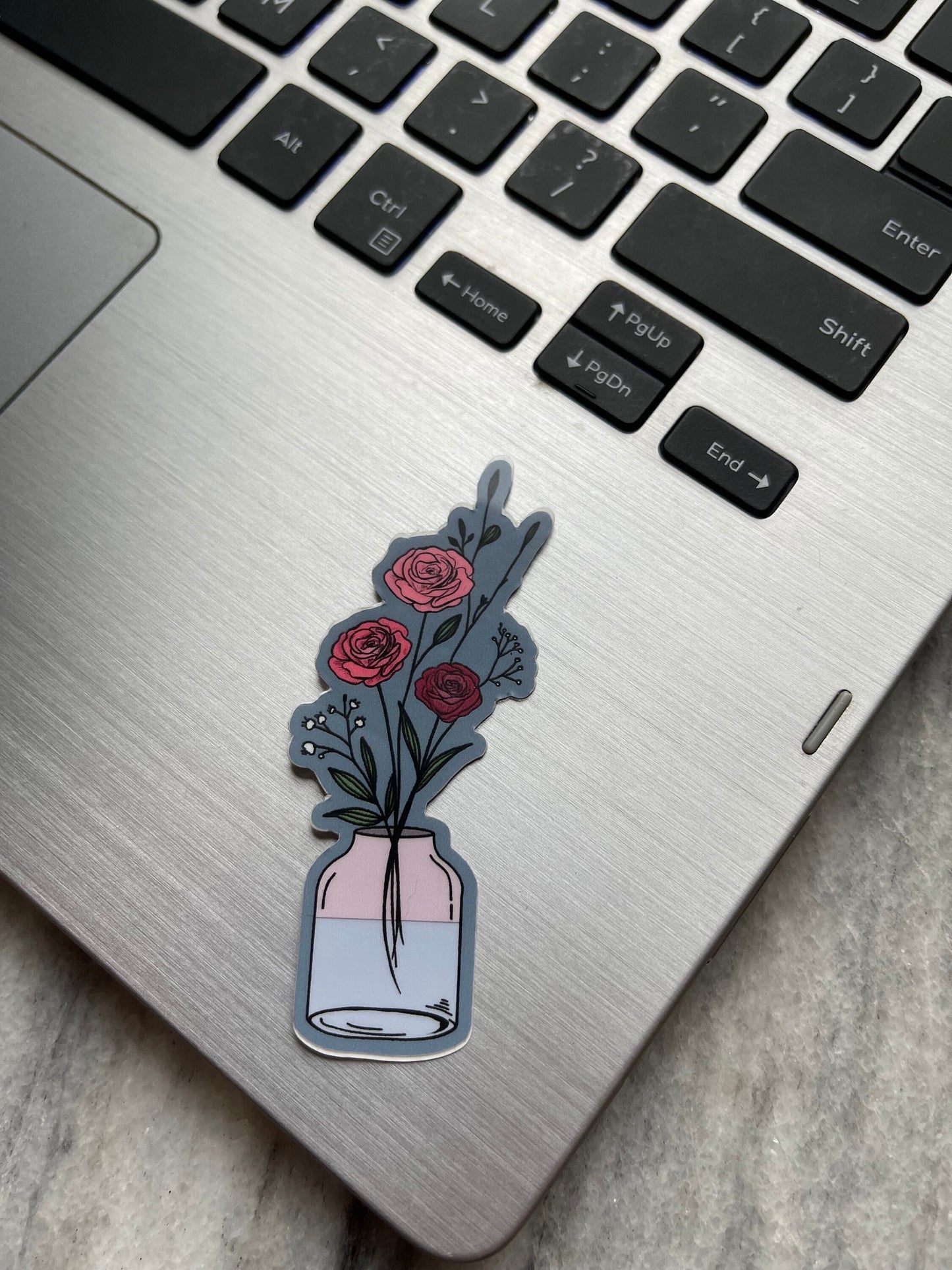 Vase of Roses Waterproof Vinyl Sticker