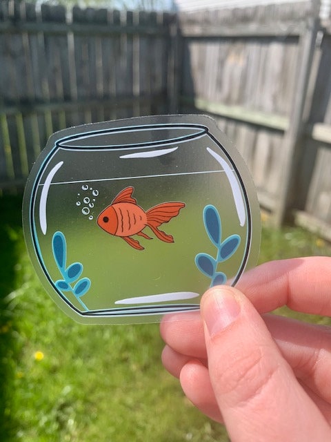 Goldfish Bowl Transparent Waterproof Vinyl Sticker