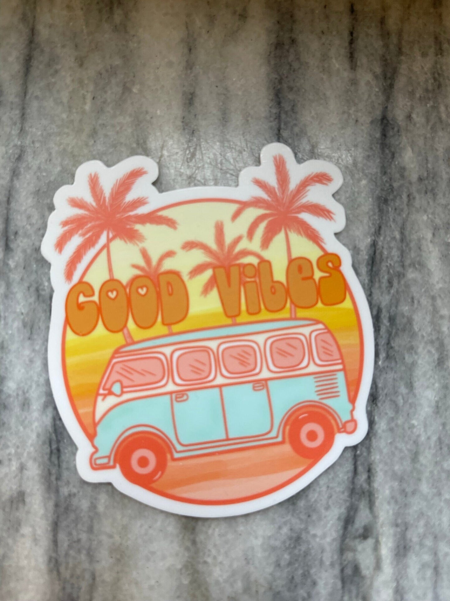 Good Vibes VW Bus Waterproof Vinyl Sticker