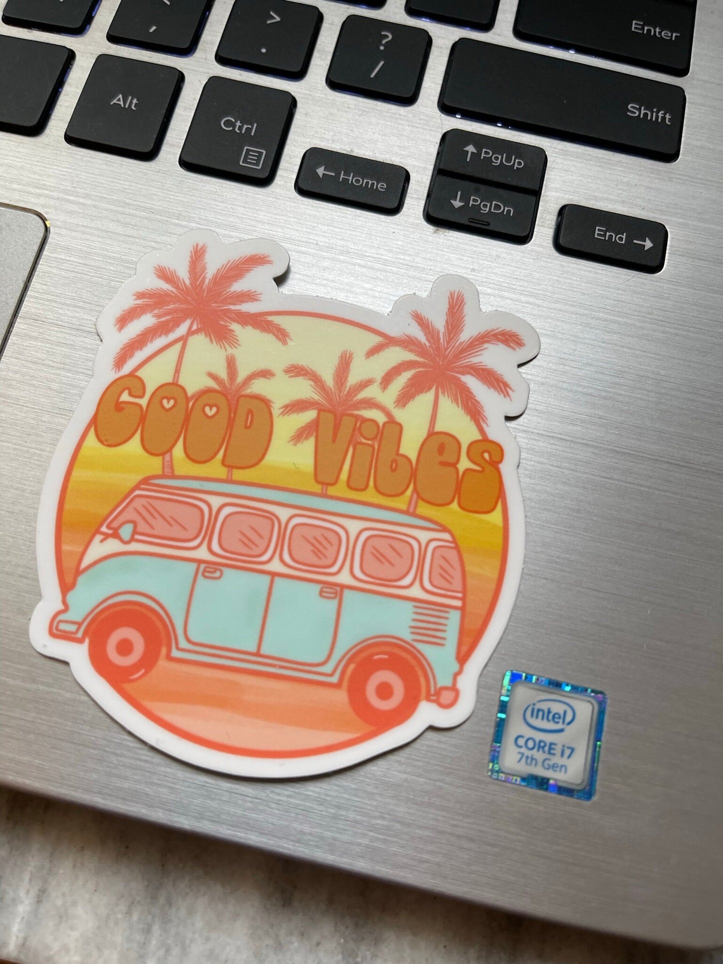 Good Vibes VW Bus Waterproof Vinyl Sticker