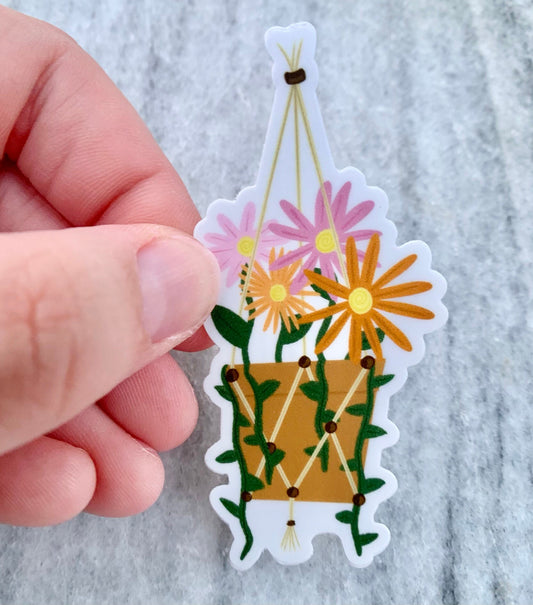 Hanging Flower Basket Waterproof Vinyl Sticker