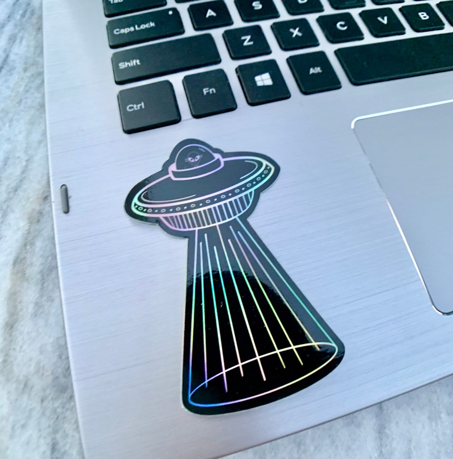 Holographic Alien Spaceship Waterproof Vinyl Sticker