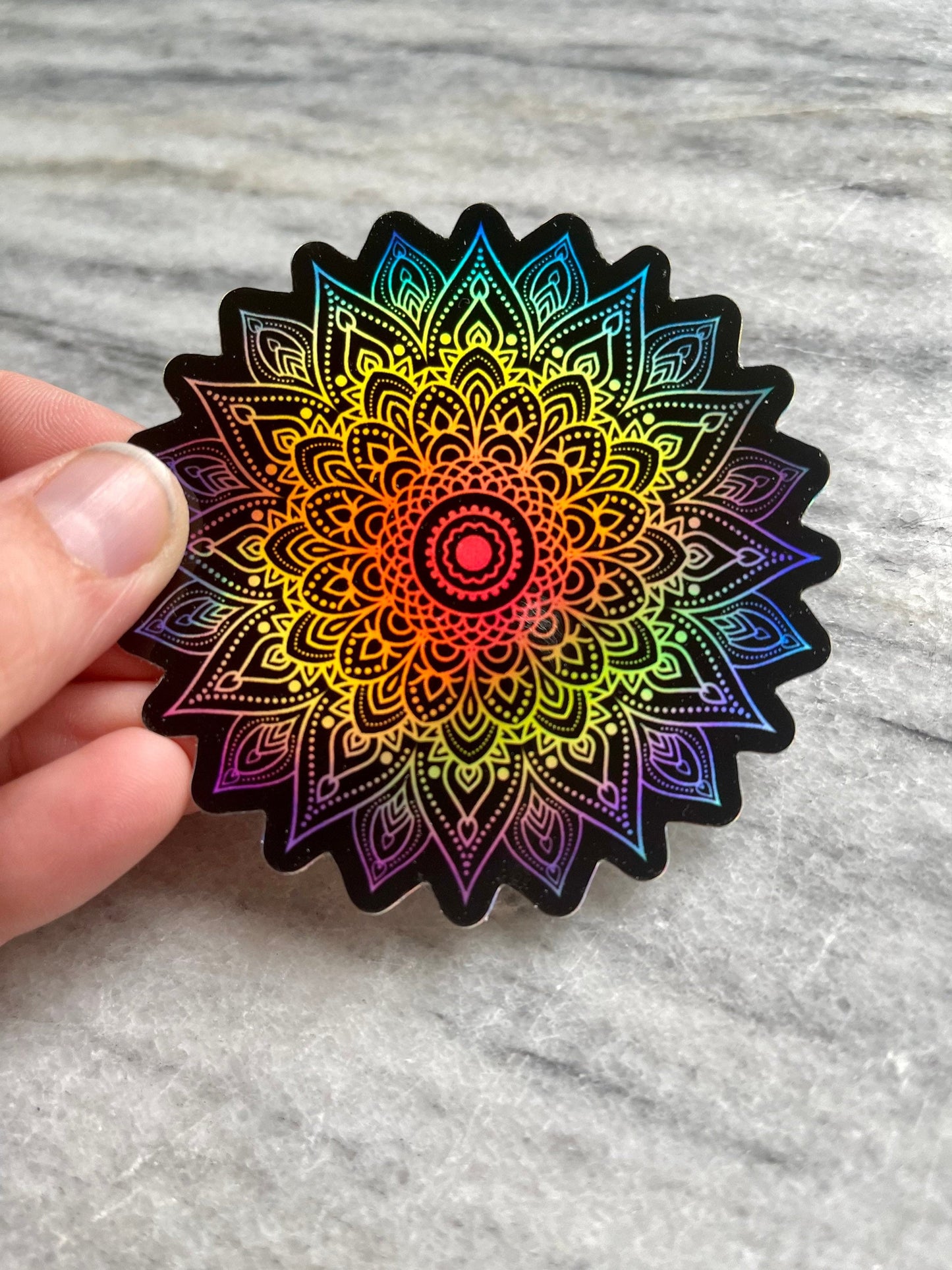 Holographic Mandala Waterproof Vinyl Sticker