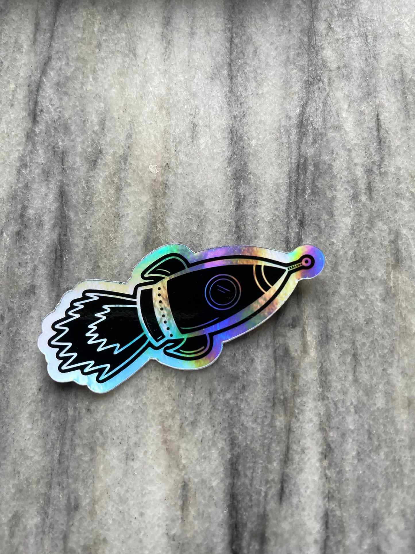 Holographic Rocket Waterproof Vinyl Sticker