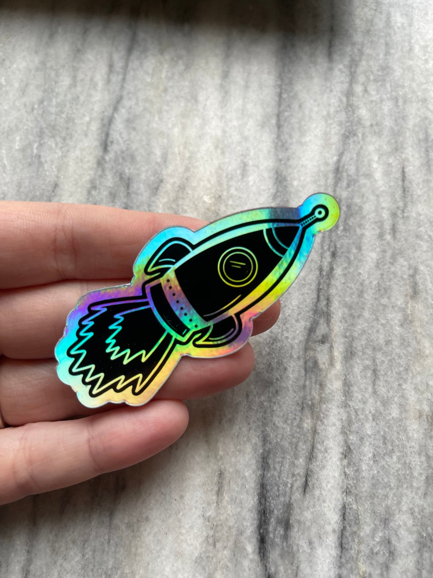 Holographic Rocket Waterproof Vinyl Sticker