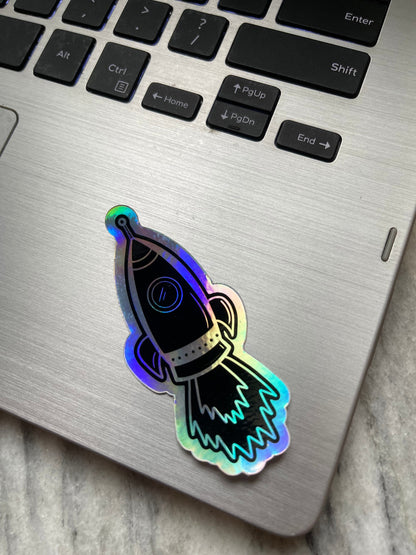 Holographic Rocket Waterproof Vinyl Sticker