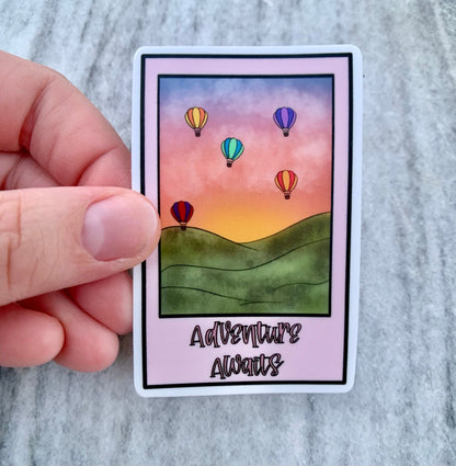 Hot Air Balloon Adventure Awaits Waterproof Vinyl Sticker