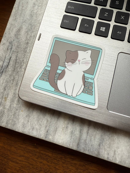 Laptop Cat Waterproof Vinyl Sticker