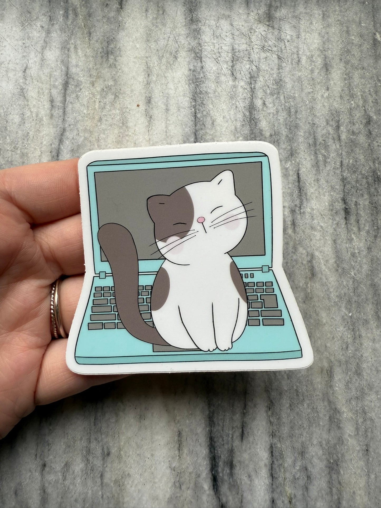 Laptop Cat Waterproof Vinyl Sticker