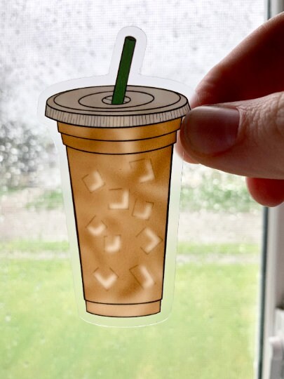 Iced Coffee Cup Transparent Waterproof Vinyl Sticker