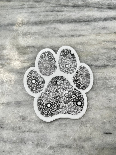 Mandala Paw Print Waterproof Vinyl Sticker