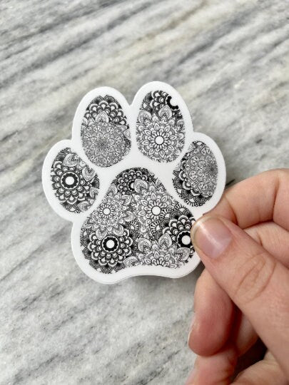 Mandala Paw Print Waterproof Vinyl Sticker