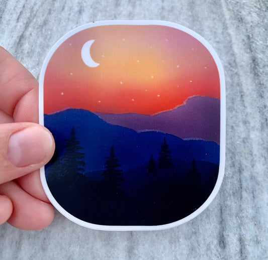 Mountain Sunset Waterproof Vinyl Sticker