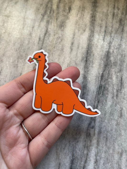 Orange Dino Waterproof Vinyl Sticker