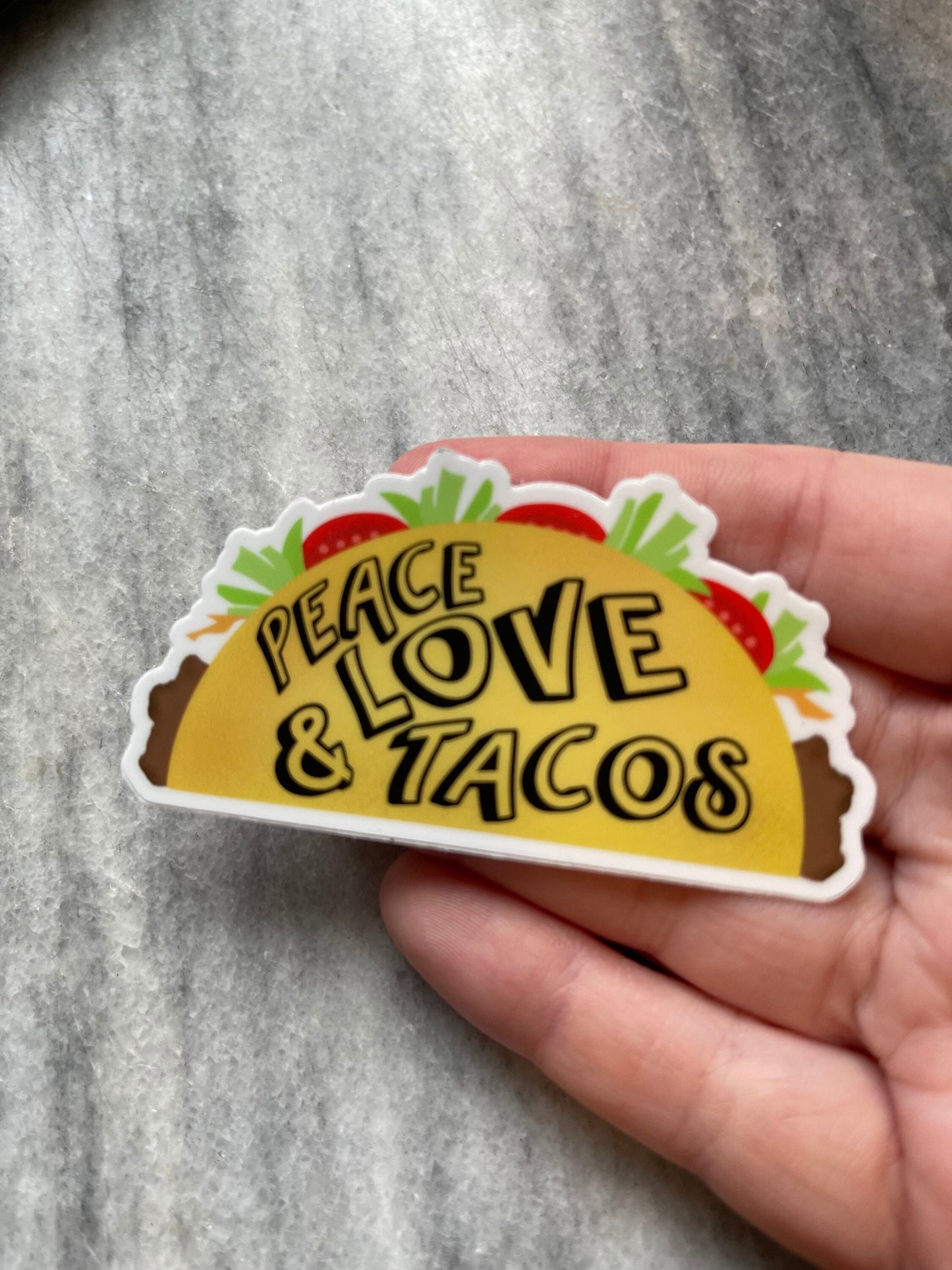 Peace, Love & Tacos Waterproof Vinyl Sticker