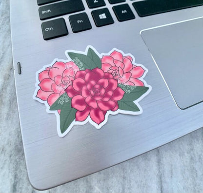 Pink Flower Bunch Waterproof Vinyl Sticker