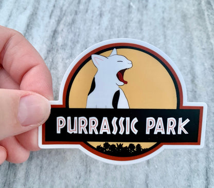 Purrassic Park Waterproof Sticker