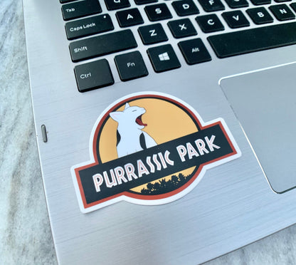 Purrassic Park Waterproof Sticker